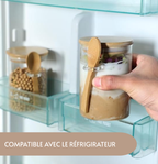 Bocal hermétique Anti-fuite & fraîcheur | Verre premium avec cuillère intégrée