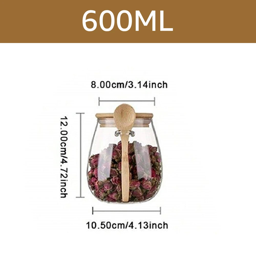 Bocal Hermétique en Verre 34oz avec Couvercle & Cuillère – Idéal pour Épices, Sucre, Café, Thé et Stockage Alimentaire