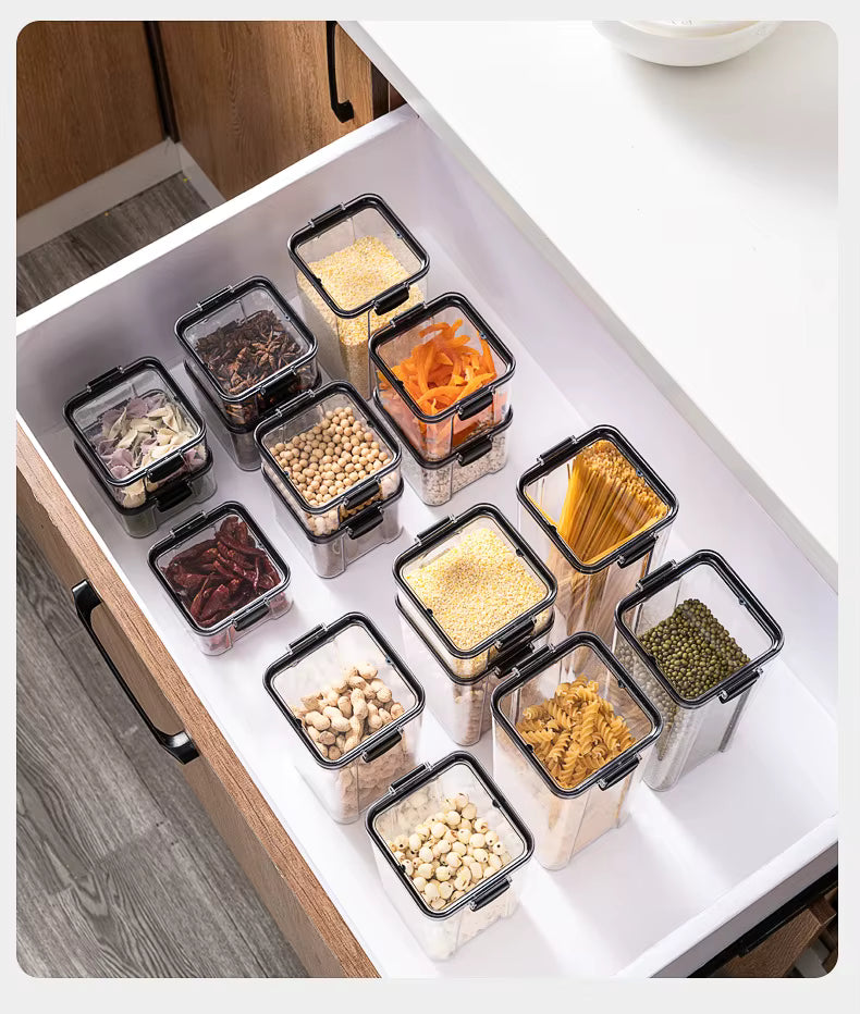 Bocaux de Conservation Hermétiques – Organiseur de Cuisine Anti-Humidité (Grains, Épices, Aliments Secs)