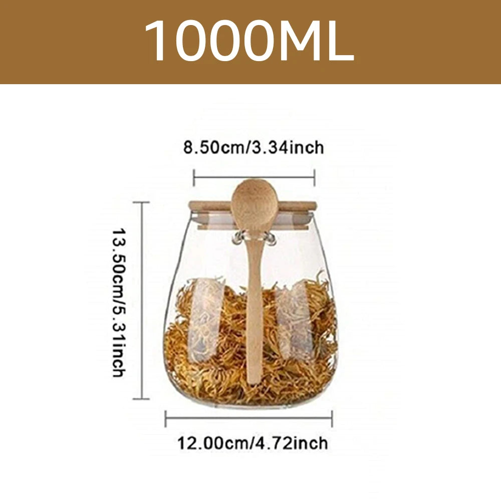 Bocal Hermétique en Verre 34oz avec Couvercle & Cuillère – Idéal pour Épices, Sucre, Café, Thé et Stockage Alimentaire