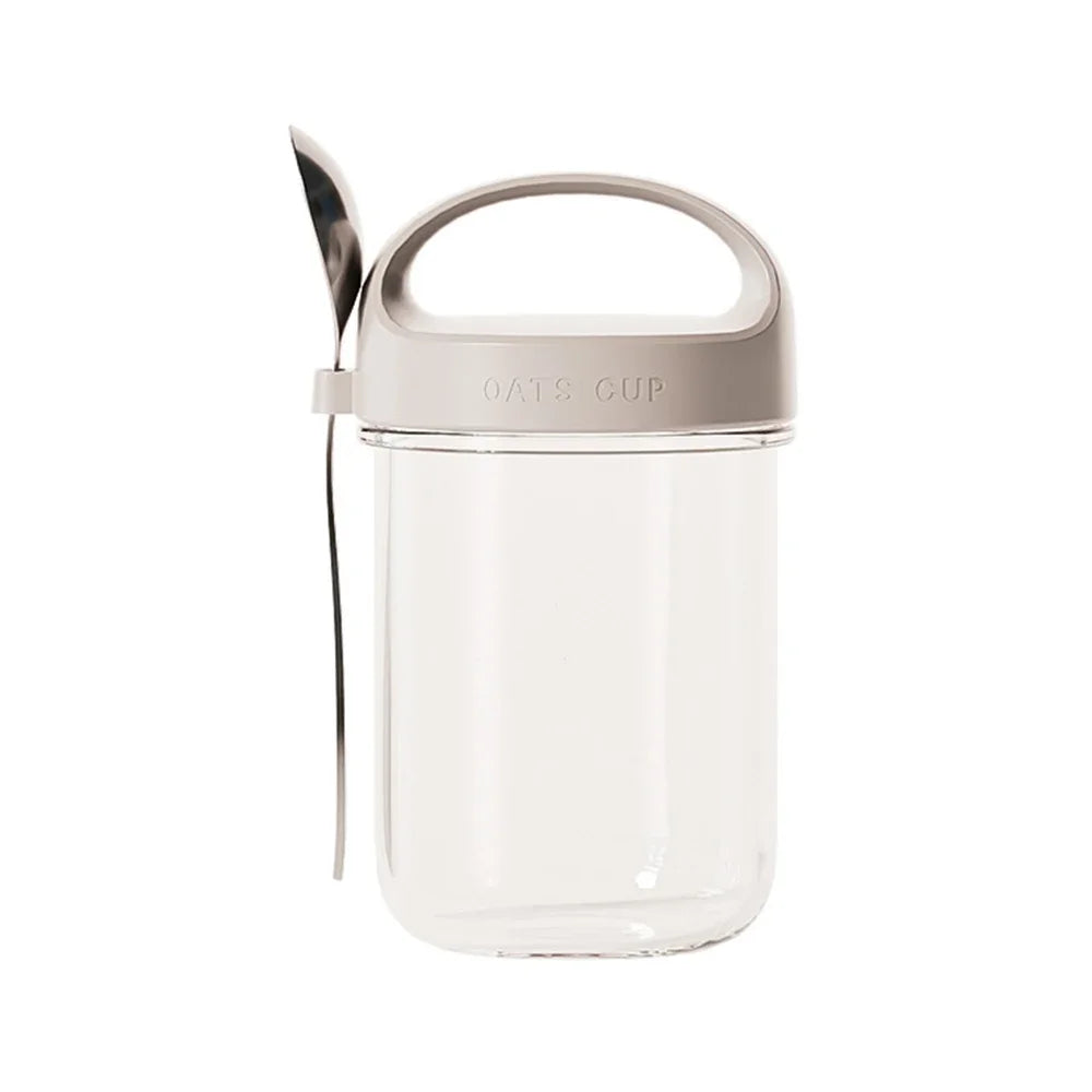 Bocal hermétique 430 ml pour Overnight Oats, yaourt & snacks – Verre premium avec couvercle bambou + cuillère
