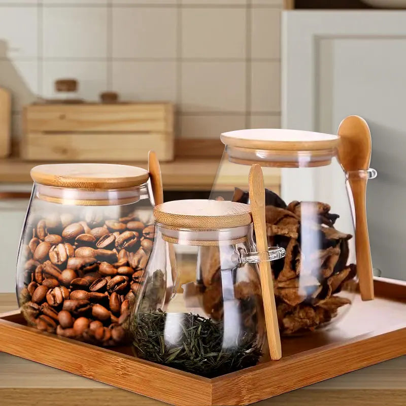 Bocal Hermétique en Verre 34oz avec Couvercle & Cuillère – Idéal pour Épices, Sucre, Café, Thé et Stockage Alimentaire