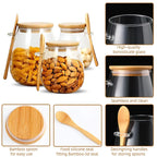 Bocal Hermétique en Verre 34oz avec Couvercle & Cuillère – Idéal pour Épices, Sucre, Café, Thé et Stockage Alimentaire