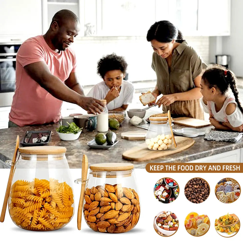 Bocal Hermétique en Verre 34oz avec Couvercle & Cuillère – Idéal pour Épices, Sucre, Café, Thé et Stockage Alimentaire