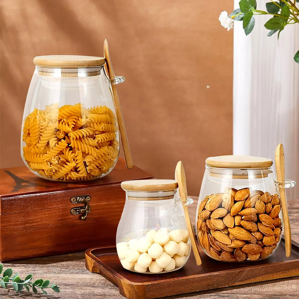 Bocal Hermétique en Verre 34oz avec Couvercle & Cuillère – Idéal pour Épices, Sucre, Café, Thé et Stockage Alimentaire