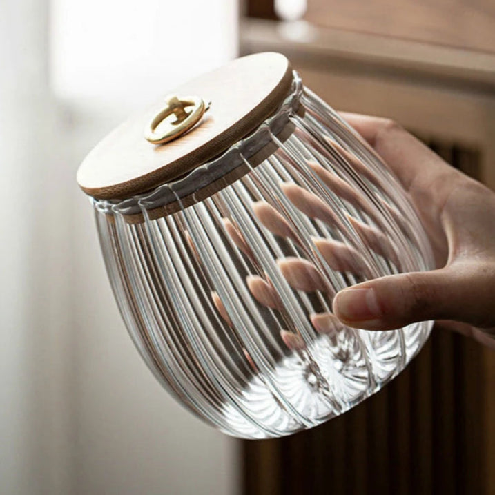 Bocal en Verre Hermétique avec Couvercle en Bois – Chic & Pratique